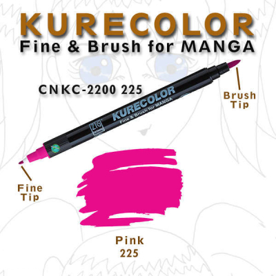 Zig Kurecolor Fine & Brush for Manga Çizim Kalemi 225 Pink