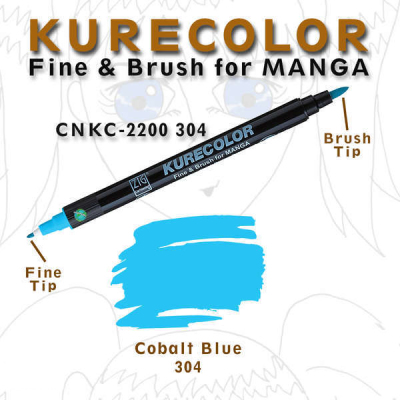 Zig Kurecolor Fine & Brush for Manga Çizim Kalemi 304 Cobalt Blue