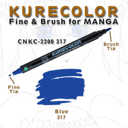 Zig - Zig Kurecolor Fine & Brush for Manga Çizim Kalemi 317 Blue