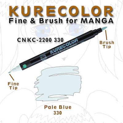 Zig Kurecolor Fine & Brush for Manga Çizim Kalemi 330 Pale Blue