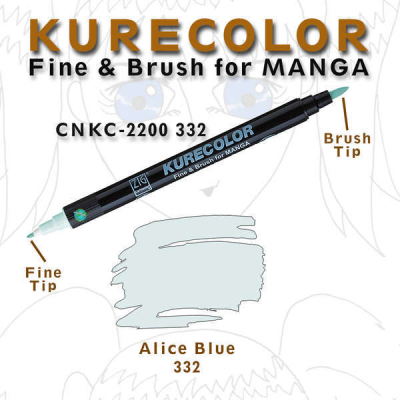 Zig Kurecolor Fine & Brush for Manga Çizim Kalemi 332 Alice Blue