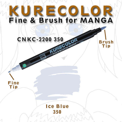 Zig Kurecolor Fine & Brush for Manga Çizim Kalemi 350 Ice Blue