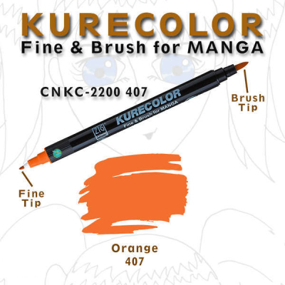 Zig Kurecolor Fine & Brush for Manga Çizim Kalemi 407 Orange