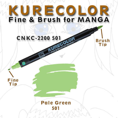 Zig Kurecolor Fine & Brush for Manga Çizim Kalemi 501 Pale Green