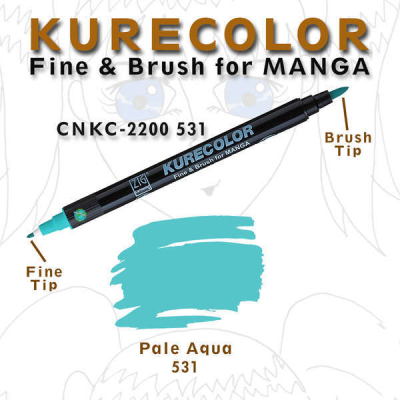 Zig Kurecolor Fine & Brush for Manga Çizim Kalemi 531 Pale Aqua