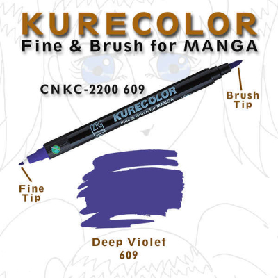 Zig Kurecolor Fine & Brush for Manga Çizim Kalemi 609 Deep Violet