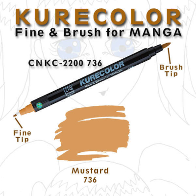 Zig Kurecolor Fine & Brush for Manga Çizim Kalemi 736 Mustard