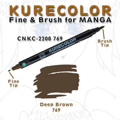 Zig Kurecolor Fine & Brush for Manga Çizim Kalemi 769 Deep Brown