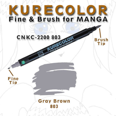 Zig Kurecolor Fine & Brush for Manga Çizim Kalemi 803 Gray Brown