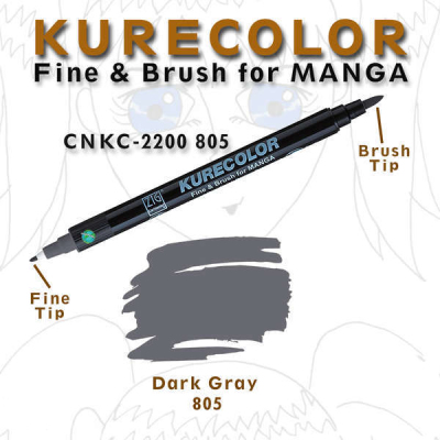 Zig Kurecolor Fine & Brush for Manga Çizim Kalemi 805 Dark Gray