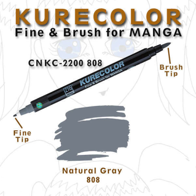 Zig Kurecolor Brush for Manga Çizim Kalemi 808 Natural Gray