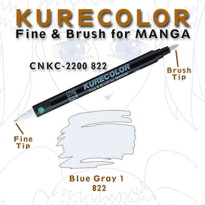 Zig Kurecolor Fine & Brush for Manga Çizim Kalemi 822 Blue Gray 1