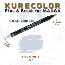 Zig - Zig Kurecolor Fine & Brush for Manga Çizim Kalemi 825 Blue Gray 2