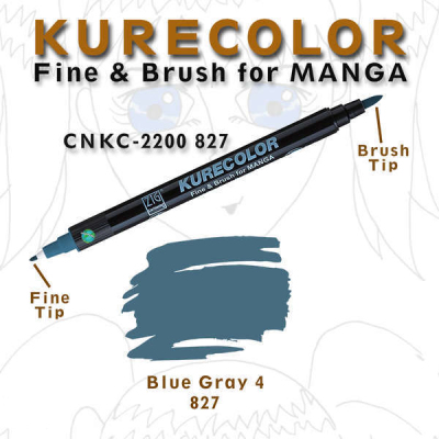 Zig Kurecolor Fine & Brush for Manga Çizim Kalemi 827 Blue Gray 4