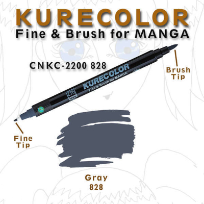 Zig Kurecolor Fine & Brush for Manga Çizim Kalemi 828 Gray