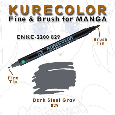 Zig Kurecolor Brush for Manga Çizim Kalemi 829 Dark Steel Gray
