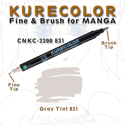 Zig Kurecolor Fine & Brush for Manga Çizim Kalemi 831 Gray Tınt