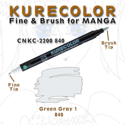 Zig - Zig Kurecolor Brush for Manga Çizim Kalemi 840 Green Gray 1