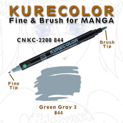 Zig - Zig Kurecolor Brush for Manga Çizim Kalemi 844 Green Gray 3