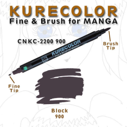 Zig - Zig Kurecolor Fine & Brush for Manga Çizim Kalemi 900 Black