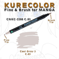 Zig - Zig Kurecolor Fine & Brush for Manga Çizim Kalemi C.3 Cool Grey