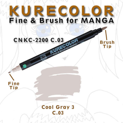 Zig Kurecolor Fine & Brush for Manga Çizim Kalemi C.3 Cool Grey