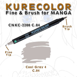Zig - Zig Kurecolor Fine & Brush for Manga Çizim Kalemi C.4 Cool Grey