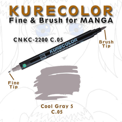 Zig Kurecolor Fine & Brush for Manga Çizim Kalemi C.5 Cool Grey