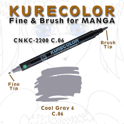 Zig Kurecolor Fine & Brush for Manga Çizim Kalemi C.6 Cool Grey