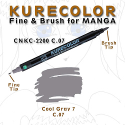 Zig - Zig Kurecolor Fine & Brush for Manga Çizim Kalemi C.7 Cool Grey