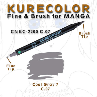 Zig Kurecolor Fine & Brush for Manga Çizim Kalemi C.7 Cool Grey