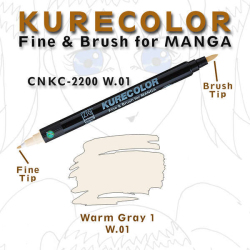 Zig - Zig Kurecolor Fine & Brush for Manga Çizim Kalemi W.1 Warm Grey