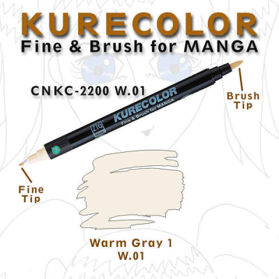 Zig Kurecolor Fine & Brush for Manga Çizim Kalemi W.1 Warm Grey