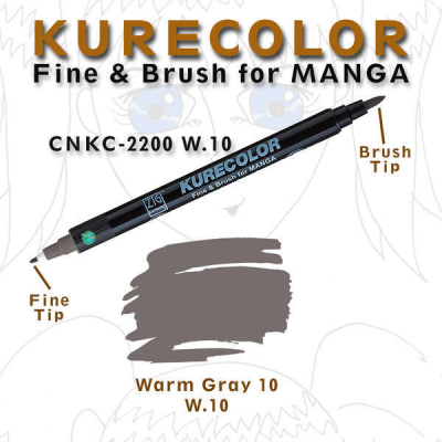 Zig Kurecolor Fine & Brush for Manga Çizim Kalemi W.10 Warm Gray