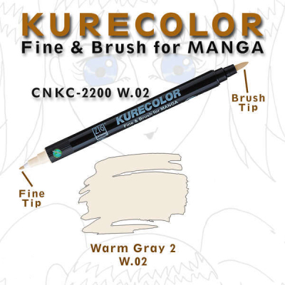 Zig Kurecolor Fine & Brush for Manga Çizim Kalemi W.2 Warm Grey