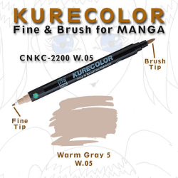 Zig - Zig Kurecolor Fine & Brush for Manga Çizim Kalemi W.5 Warm Gray