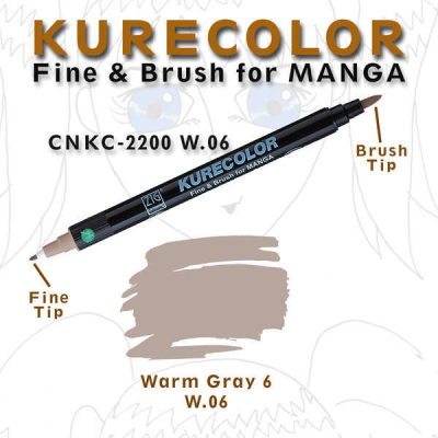Zig Kurecolor Fine & Brush for Manga Çizim Kalemi W.6 Warm Gray