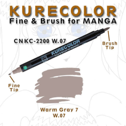 Zig - Zig Kurecolor Fine & Brush for Manga Çizim Kalemi W.7 Warm Gray