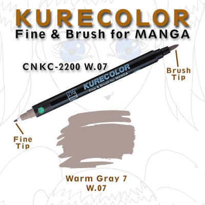 Zig Kurecolor Fine & Brush for Manga Çizim Kalemi W.7 Warm Gray