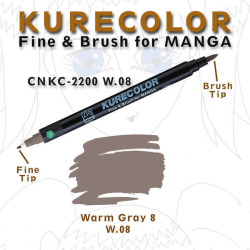 Zig - Zig Kurecolor Fine & Brush for Manga Çizim Kalemi W.8 Warm Gray