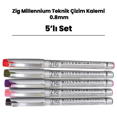 Zig Millennium Teknik Çizim Kalemi 0.8mm 5li Set