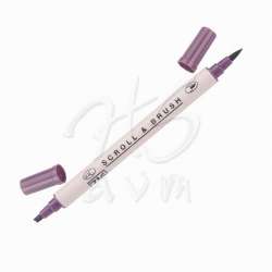 Zig - Zig Scroll Brush Çift Çizgi-Fırça Uç Kaligrafi Kalem-Aubergine