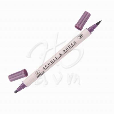 Zig Scroll Brush Çift Çizgi-Fırça Uç Kaligrafi Kalem-Aubergine