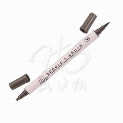 Zig Scroll Brush Çift Çizgi-Fırça Uç Kaligrafi Kalem-Chocolate