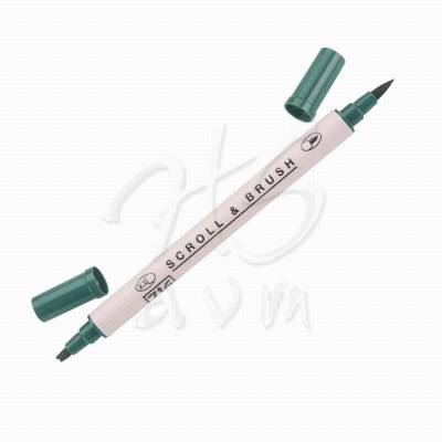 Zig Scroll Brush Çift Çizgi-Fırça Uç Kaligrafi Kalem-Hunter Green