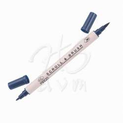 Zig - Zig Scroll & Brush Çift Çizgi ve Fırça Uçlu Kaligrafi Kalemi-Navy