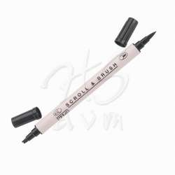 Zig - Zig Scroll Brush Çift Çizgi-Fırça Uç Kaligrafi Kalem-Pure Black