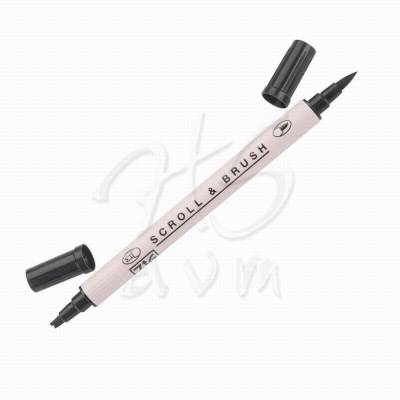 Zig Scroll Brush Çift Çizgi-Fırça Uç Kaligrafi Kalem-Pure Black