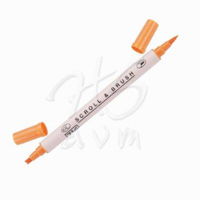 Zig Scroll Brush Çift Çizgi-Fırça Uç Kaligrafi Kalem-Pure Orange