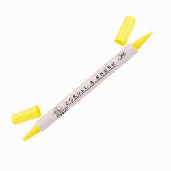 Zig - Zig Scroll Brush Çift Çizgi-Fırça Uç Kaligrafi Kalem-Pure Yellow